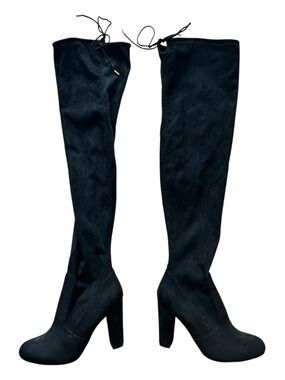 Women's Black Over-The-Knee High Heel Faux Suede Boots New Size 8.5